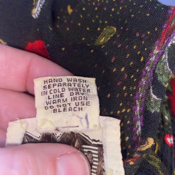 Vintage Maxi Dress Size Large Boho Rose Paisley Print Beaded Goth Whimsigoth - Picture 11 of 11